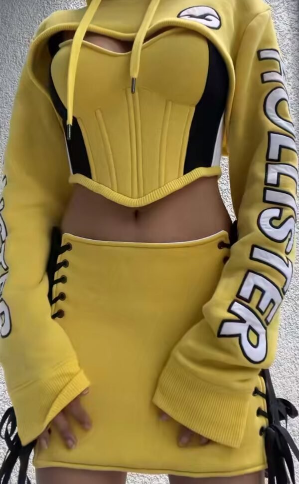 Women’s Sporty Corset Hoodie & Lace-Up Skirt Set - Image 5