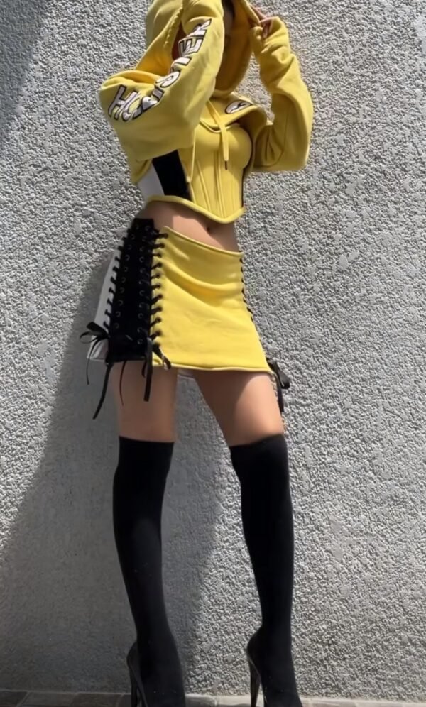 Women’s Sporty Corset Hoodie & Lace-Up Skirt Set - Image 4