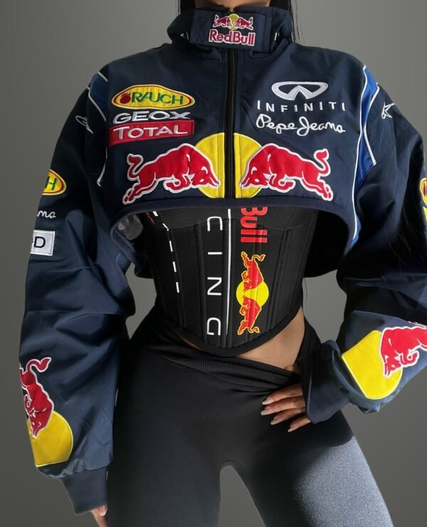 Women's Racing-Inspired Set: Cropped Jacket & Corset Top