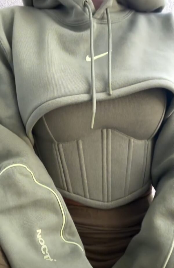 Women's Set: Corset Top & Hoodie in Khaki - Image 3