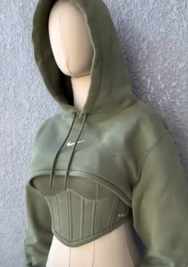 Women's Set: Corset Top & Hoodie in Khaki - Image 6
